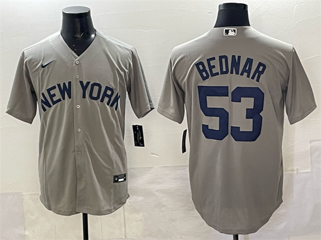 Men's New York Yankees #53 David Bednar Grey Stitched Baseball Jersey Men's New York Yankees #53 David Bednar Grey Stitched Baseball Jersey